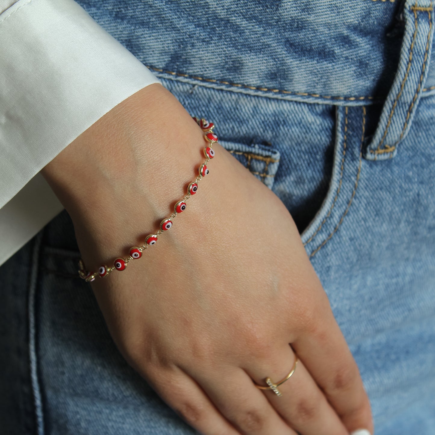 14KT Red Evil Eye Bracelet