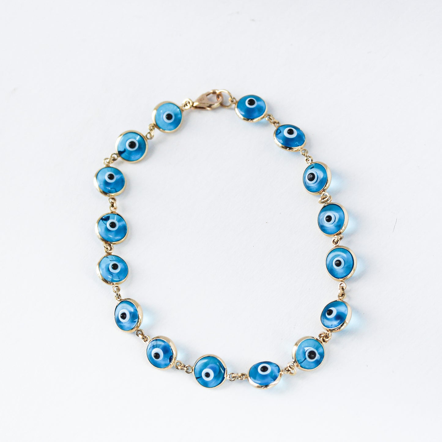 14KT Large Turquoise Evil Eye Bracelet