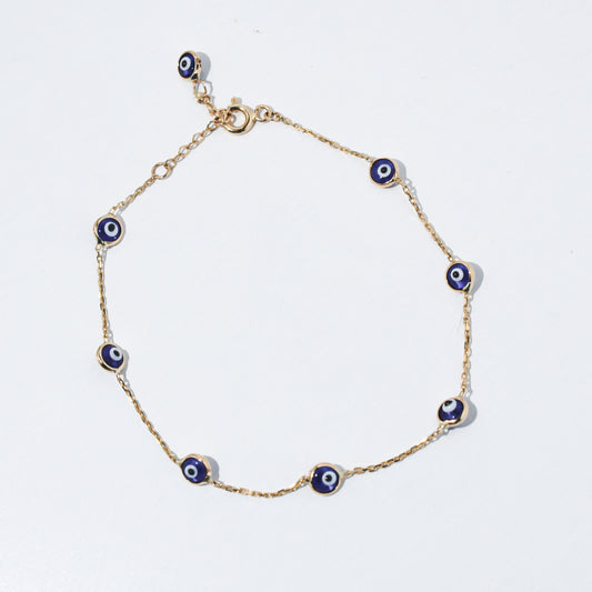 10/14KT Blue Evil Eye Bracelet