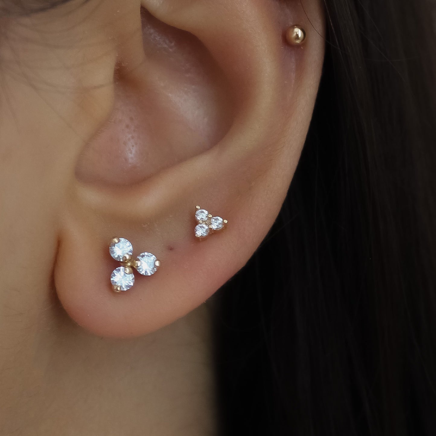 14KT Trio Studs